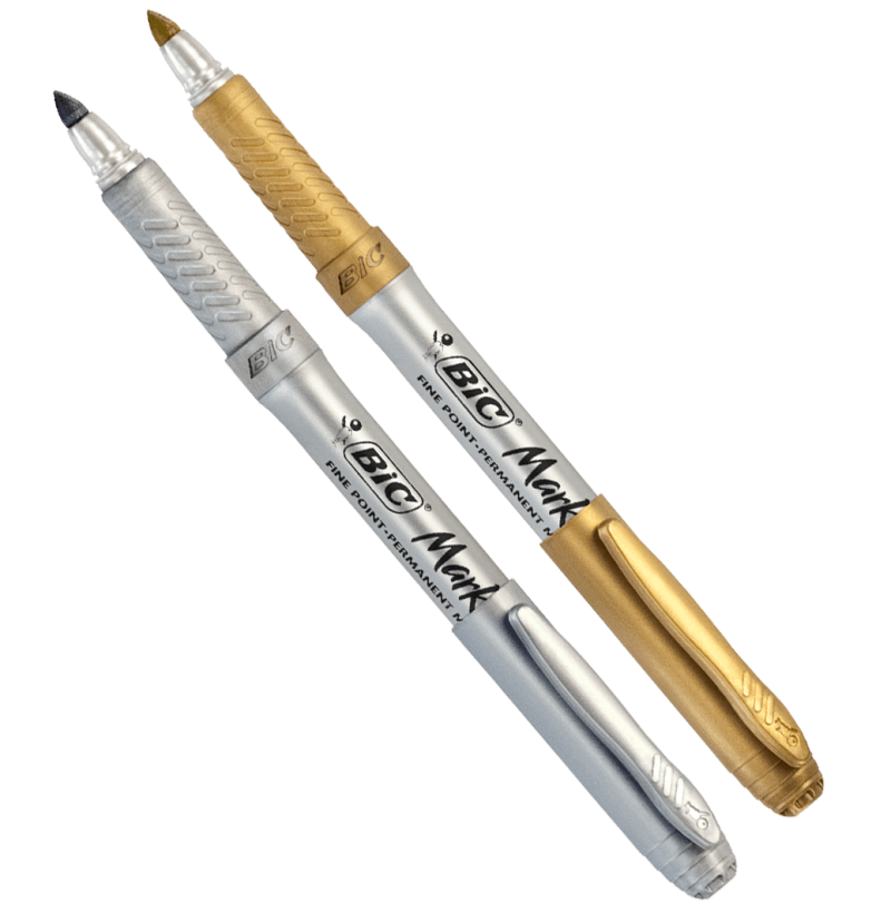 Caneta Bic Dourada E Prata Caixa Marcador Bic Permanente Metallic 1 Dourado 1 Prata Saraiva