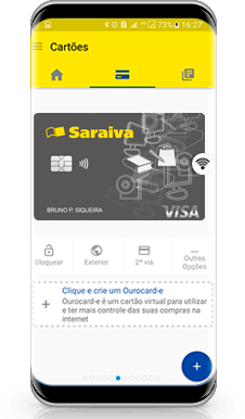É possível solicitar o cartão Saraiva por meio do aplicativo Ourocard