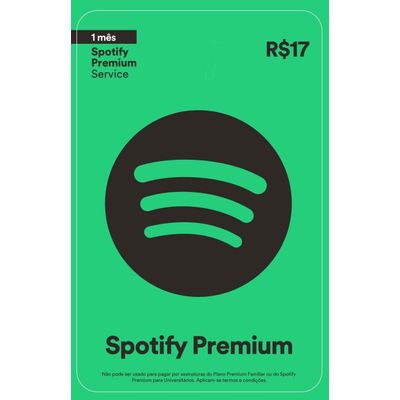 Cartão Pré Pago - Spotify R$17 - Online