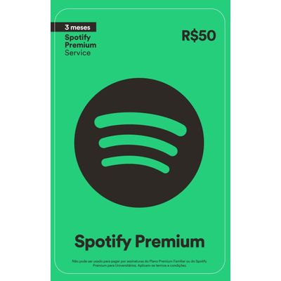 Cartão Pré Pago - Spotify R$50 - Online