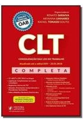 CLT - CONSOLIDACAO DAS LEIS DO TRABALHO - COMPLETA - JUSPODIVM Menor preço em CLT - CONSOLIDACAO DAS LEIS DO TRABALHO - COMPLETA - JUSPODIVM